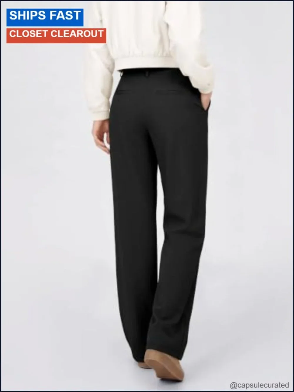 Women's High-Rise Straight-Leg Trouser Stretch Work Pants 29
